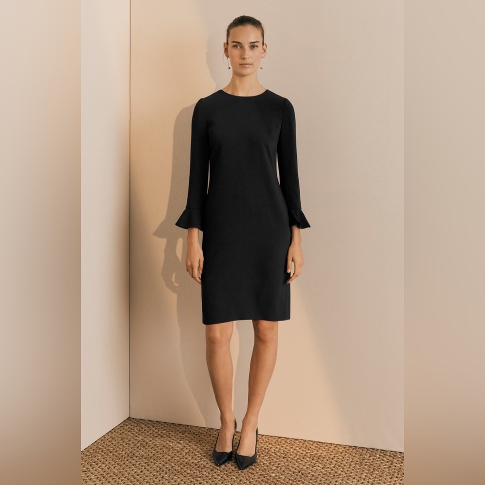 Hakei sweater dress long sleeve ruffle cuff made in Portugal European dresses